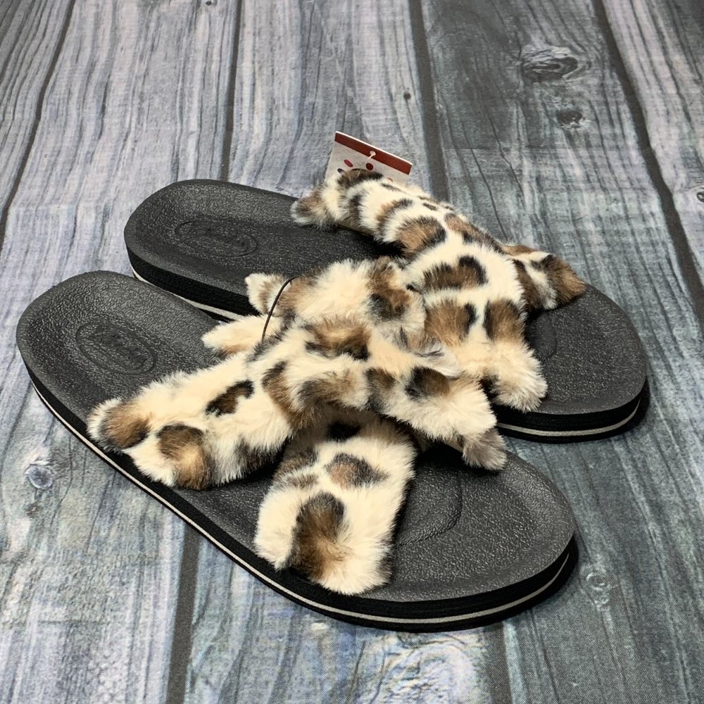 Fuzzy Leopard Slippers